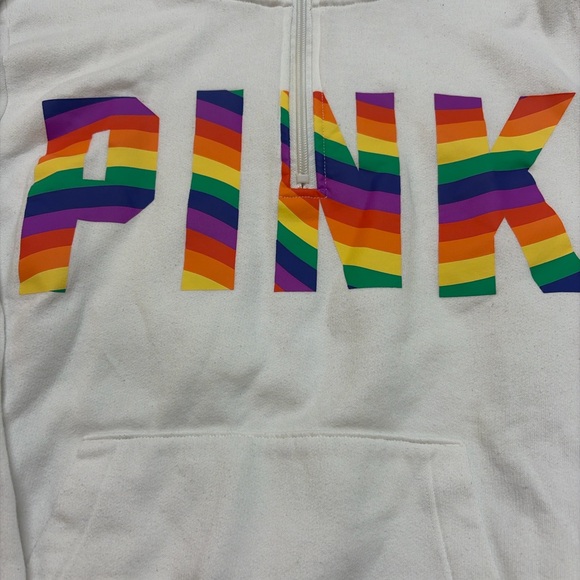 Victoria’s Secret PINK Rainbow Logo Matching Set White Pullover & Joggers  0721 - Picture 3 of 7
